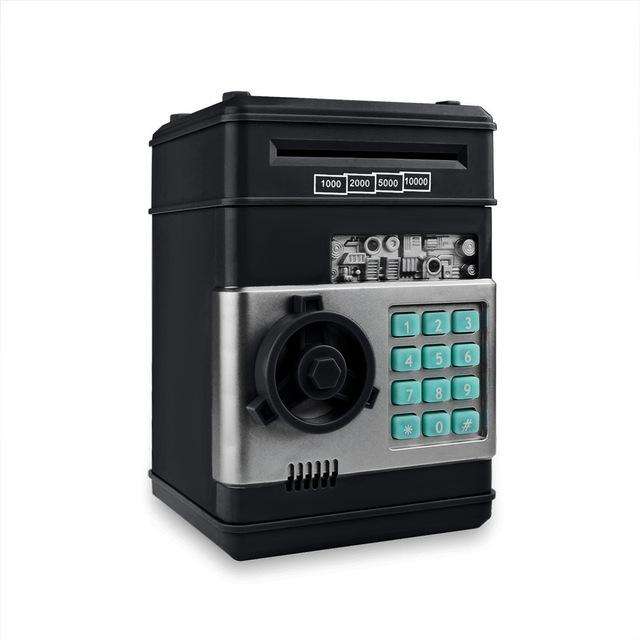 Electronic Piggy Bank ATM Password Money Coins Saving Box, Music Version(Black)