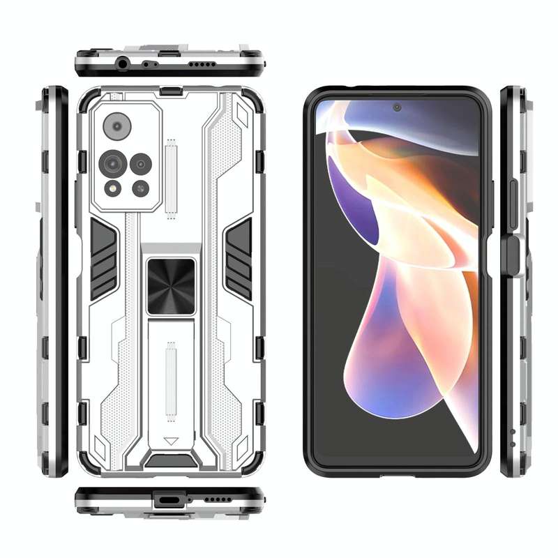 For Xiaomi Redmi Note 11 Pro Supersonic PC + TPU Shock-proof Phone Case with Holder(Silver)