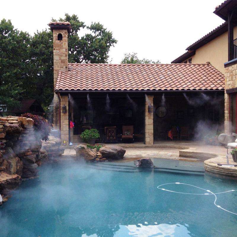 Outdoor Lawn Garden PE Hose Mist Watering Line Misting Cooling System with 16 x Mist Nozzles, Len...