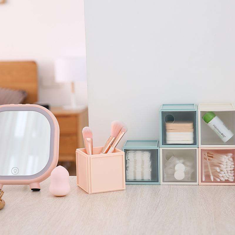 Square Plastic Desktop Storage Box(Blue)