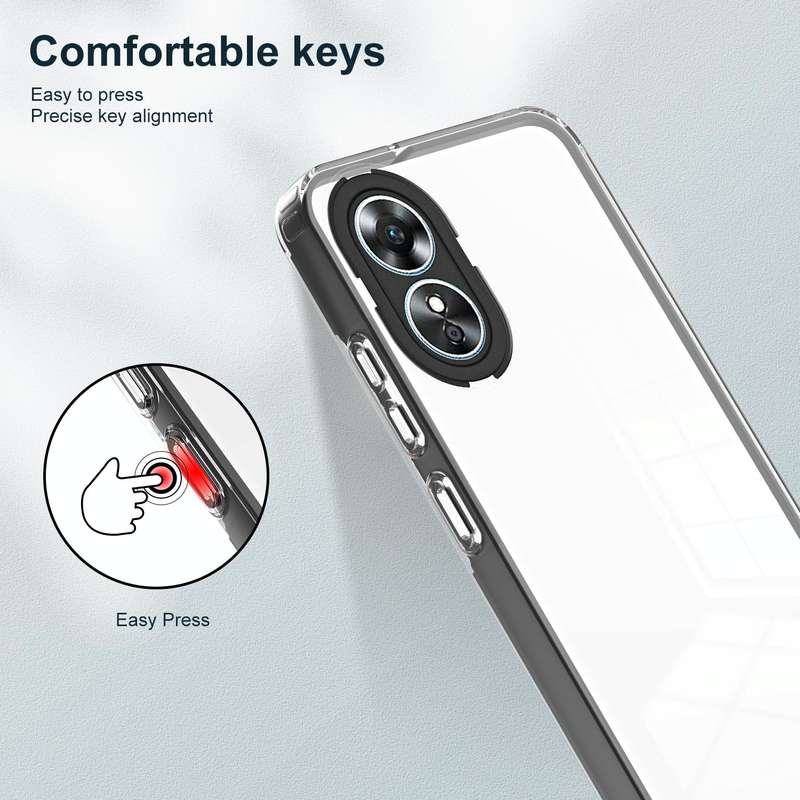 For OPPO A98 3 in 1 Clear TPU Color PC Frame Phone Case(Black)