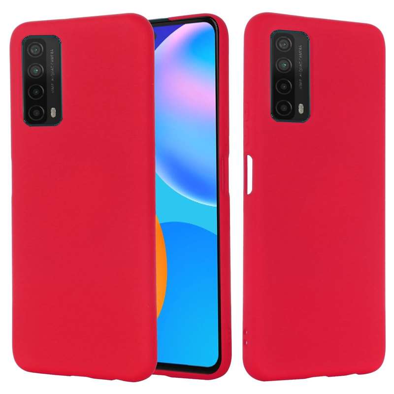 For Huawei P smart 2021 Pure Color Liquid Silicone Shockproof Full Coverage Case(Red)