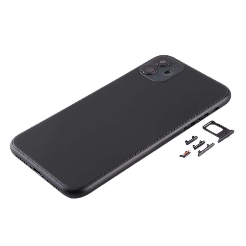 Back Housing Cover with SIM Card Tray & Side keys & Camera Lens for iPhone 11(Black)