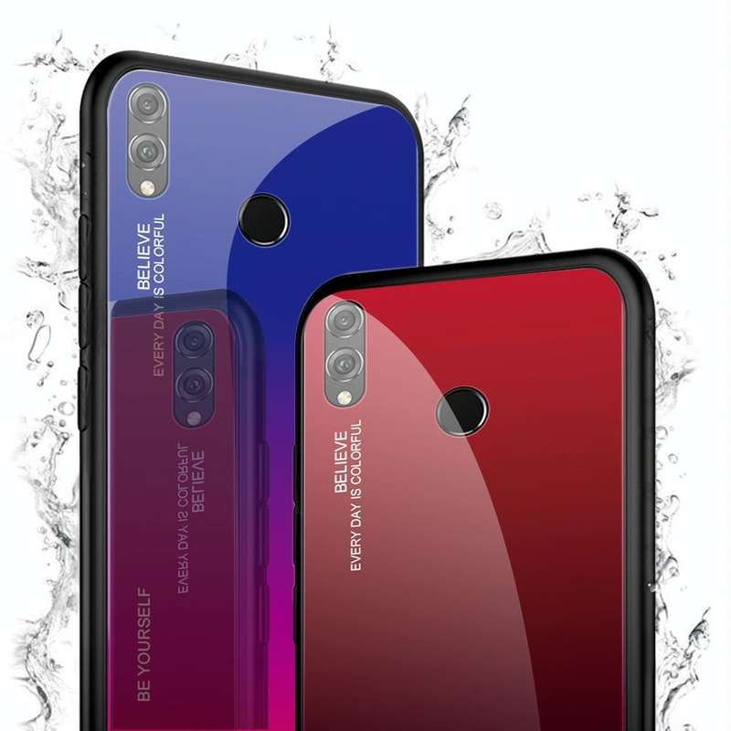 For Huawei Honor 8X Gradient Color Glass Case(Purple)