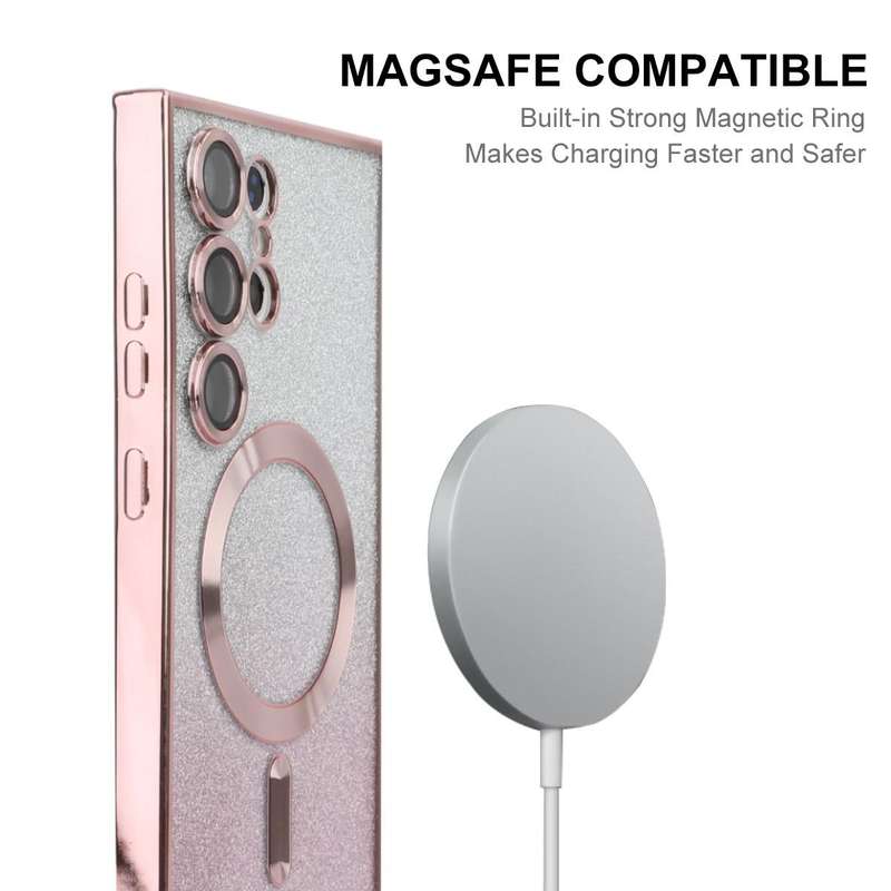 For Samsung Galaxy S24 Ultra 5G ENKAY Hat-Prince Magnetic Glitter Plated TPU Phone Case with Lens...