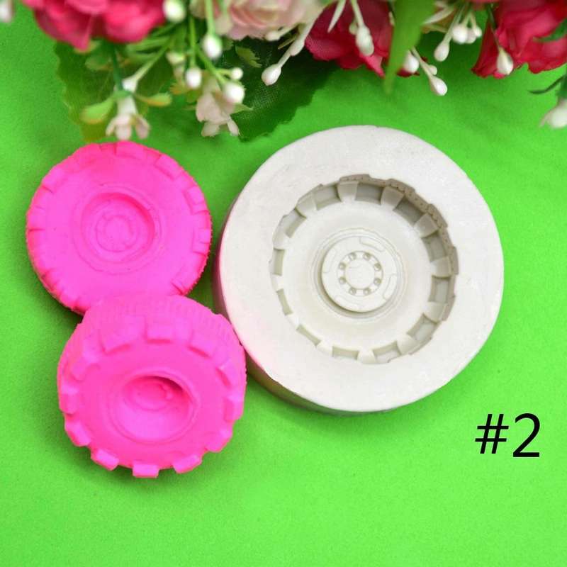 2 PCS DIY Tires Shape Sugar Craft Cake Silicone Mold Fondant Baking Decorating Tools Random Color...