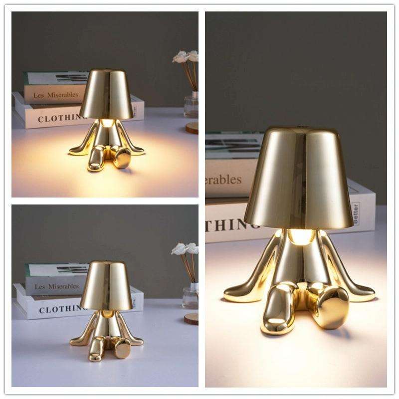 Cute Doll Shape Touch Adjustable Desk Lamp Mini Bedroom Rechargeable Night Light, Spec: 8047(Gold)
