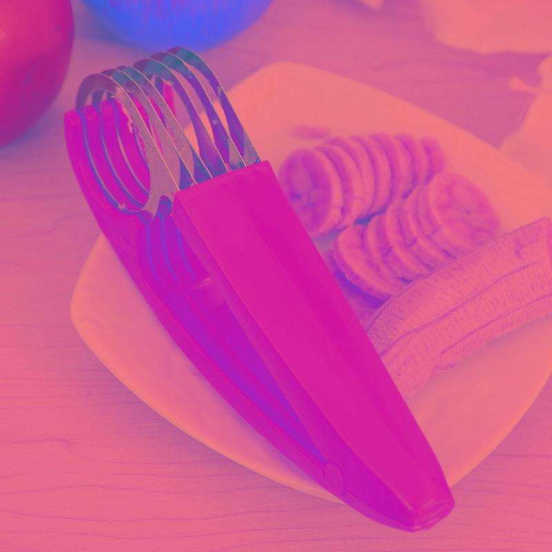 Kitchen Tool Banana Slicer Cutter Chopper for Fruit Salad(Yellow)