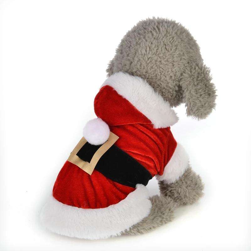 Christmas Dog Clothes for Small Dogs Santa Dog Costume Winter Pet Coats, Size:M(Red)
