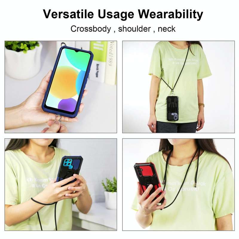 For Xiaomi Redmi Note 11 Pro Global Lanyard Mecha Armor Kickstand PC + TPU Phone Case(Black)