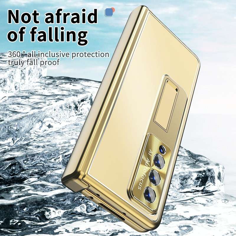 For Samsung Galaxy Z Fold3 5G Aluminum Alloy Double Hinge Shockproof Phone Protective Case(Gold)