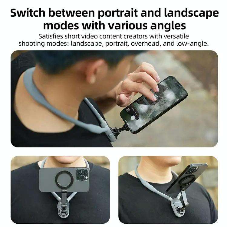 TELESIN Silicone Neck Mount Magnetic Selfie Stick Phone Neck Holder(Blue)