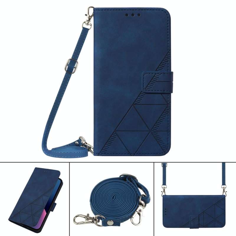 For Samsung Galaxy A33 5G Crossbody 3D Embossed Flip Leather Phone Case(Blue)