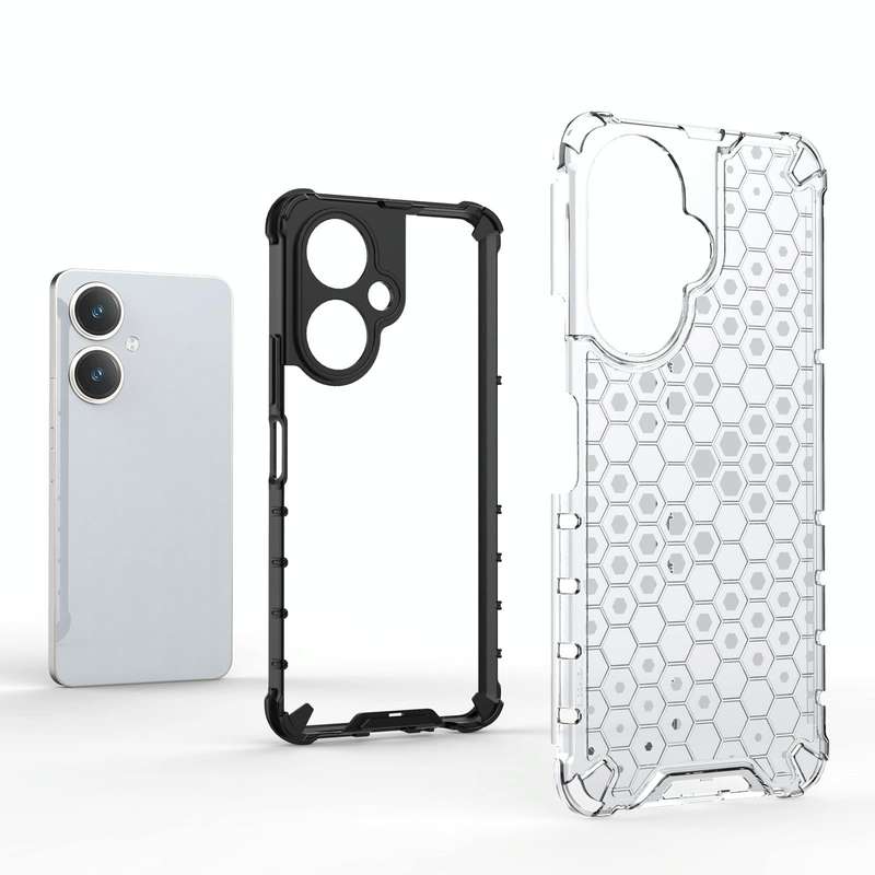 For vivo Y27 4G Global Shockproof Honeycomb PC + TPU Phone Case(Black)
