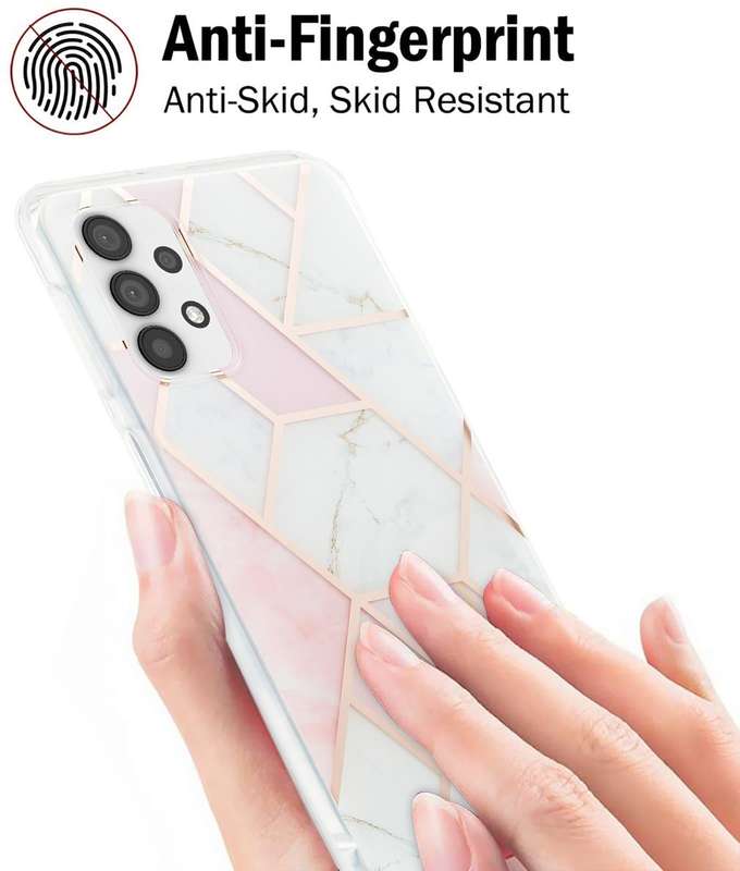 For Samsung Galaxy A23 4G / 5G Electroplating IMD Splicing Marble TPU Phone Case(Pink White)