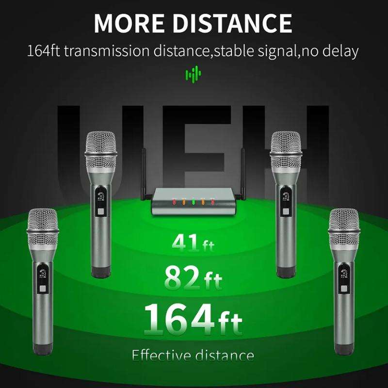 XTUGA U-F4600 Professional 4-Channel UHF Wireless Microphone System with 4 Handheld Microphone(AU...