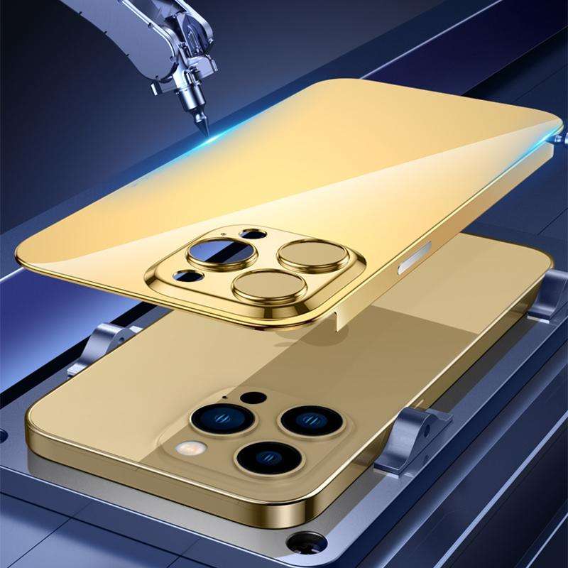 For iPhone 13 Pro Max Colorful Stainless Steel Phone Case(Gold)