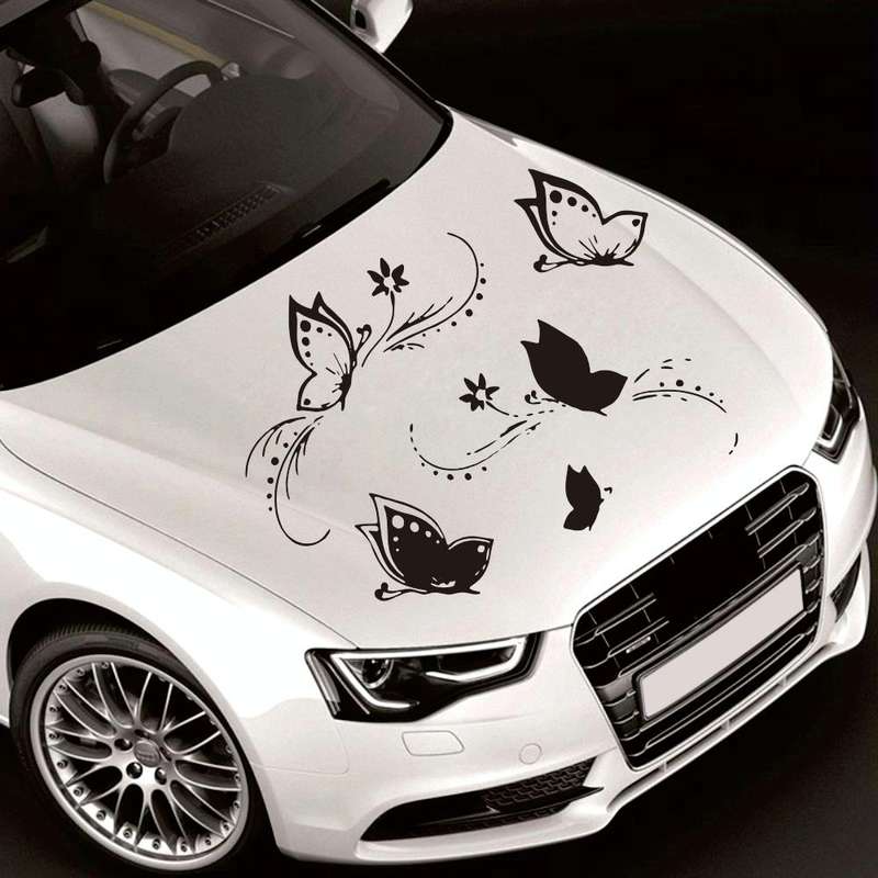 D-907 Butterflies Pattern Car Modified Decorative Sticker(Black)