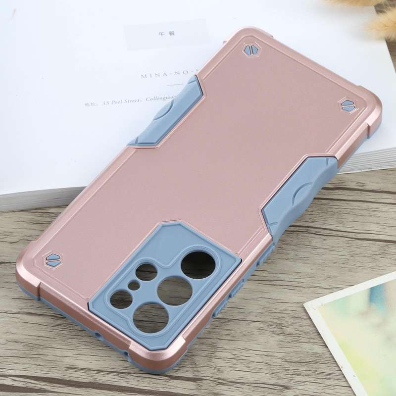 For Samsung Galaxy S21 Ultra 5G Non-slip Armor Phone Case(Rose Gold)