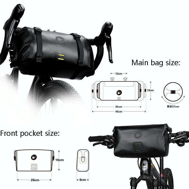 Rhinowalk X21998 Full 12L Waterproof Large Capacity Front Hanging Bag Off-Road Long-Distance Cycl...