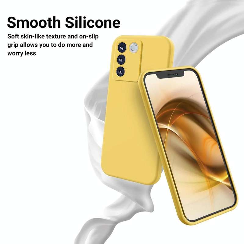 For vivo V27e / S16e Pure Color Liquid Silicone Shockproof Phone Case(Yellow)