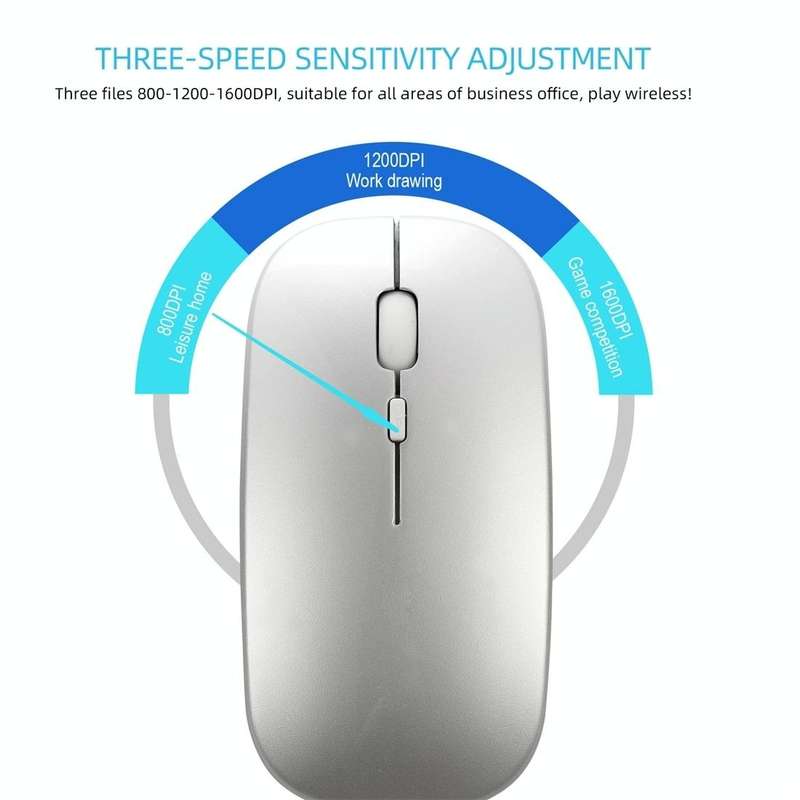 HXSJ M90 2.4GHz Ultrathin Mute Rechargeable Dual Mode Wireless Bluetooth Notebook PC Mouse(Grey)