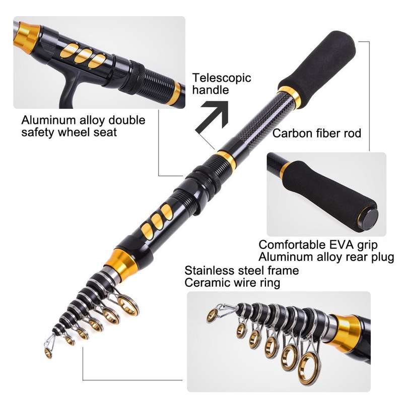 LEO 28004 Short Carbon Sea Pole Mini Road Fishing Rod Fishing Gear, Length: 150cm