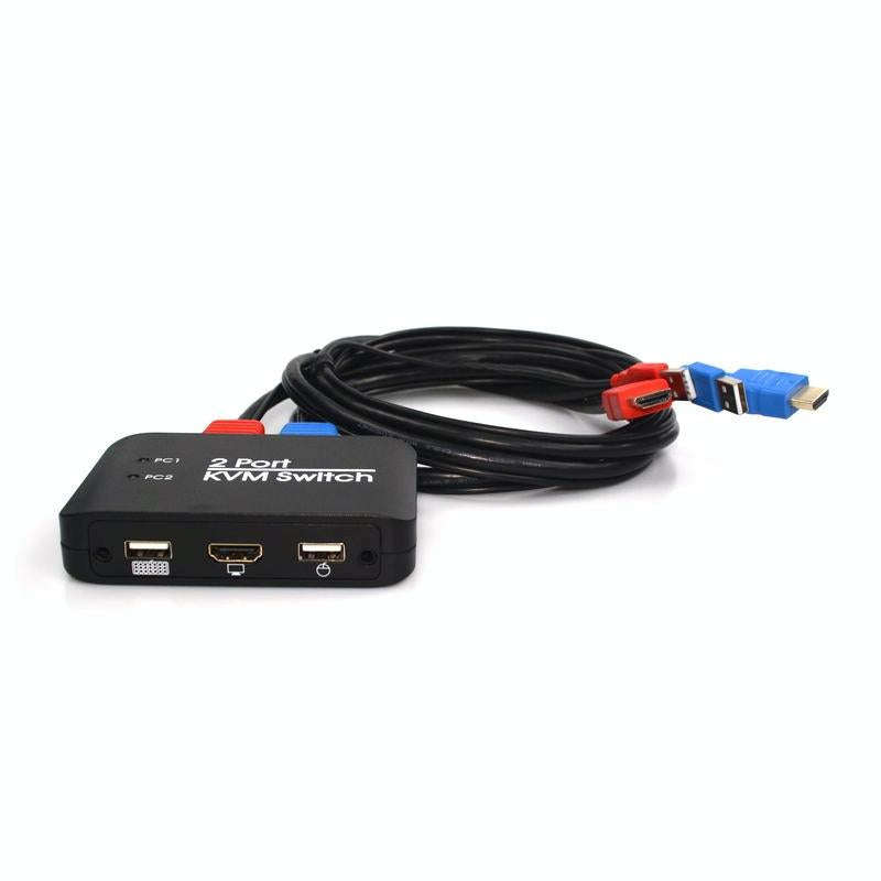 2 Ports USB HDMI KVM Switch Switcher with Cable for Monitor, Keyboard, Mouse, HDMI Switch, Suppor...