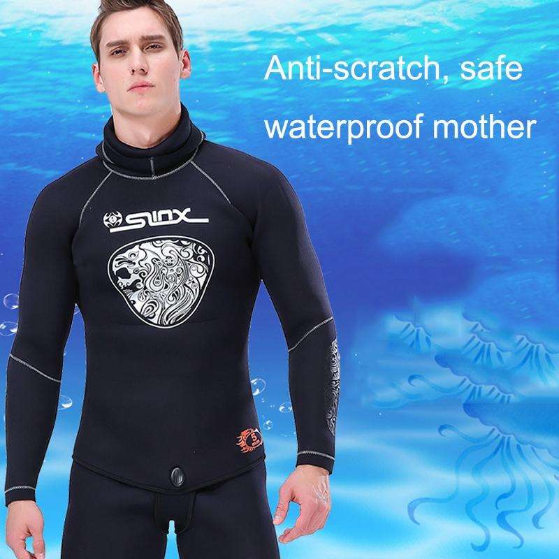 SLINX Thickened Long-sleeved Split Wetsuit With Headgear, Size: XXXL(Jacket)