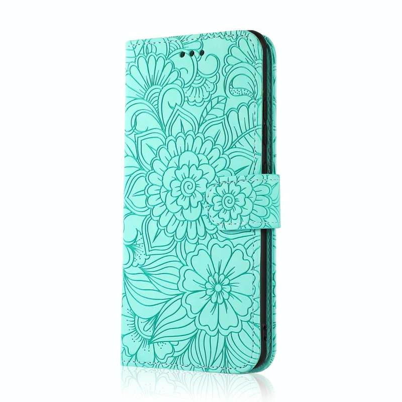 For Samsung Galaxy A51 Skin Feel Embossed Sunflower Horizontal Flip Leather Case with Holder & Ca...