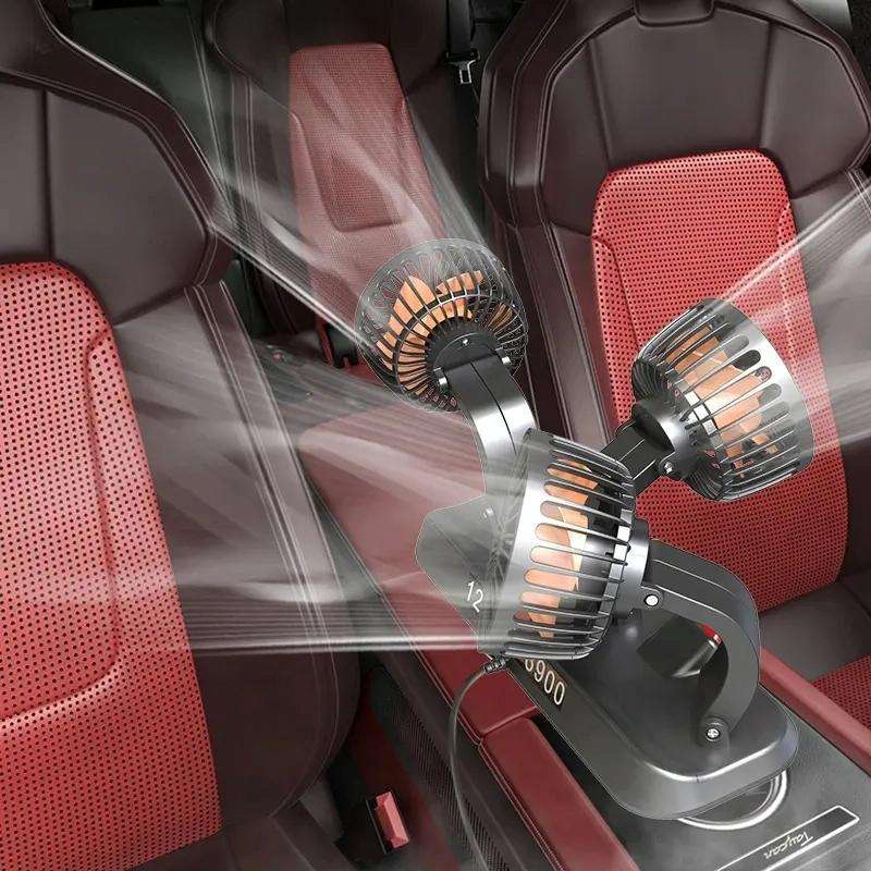 F4310 360-Degree Rotating Adjustable Car Three-Head Fan, Style:12V Cigarette Lighter