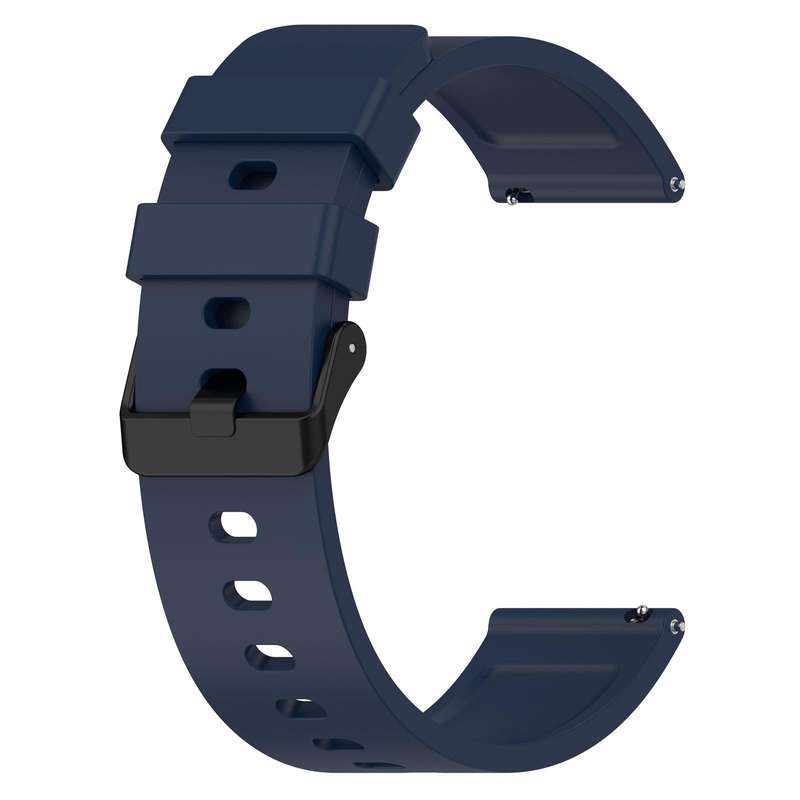 For Amazfit Bip 3 20mm Step Silicone Strap Stainless Steel Black Buckle(Midnight Blue)