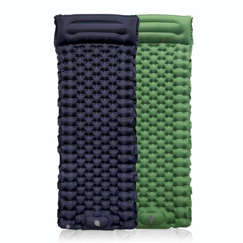 TPU Inflatable Sleeping Pad Camps Outdoor Waterproof Single Travel Cushion(Navy)