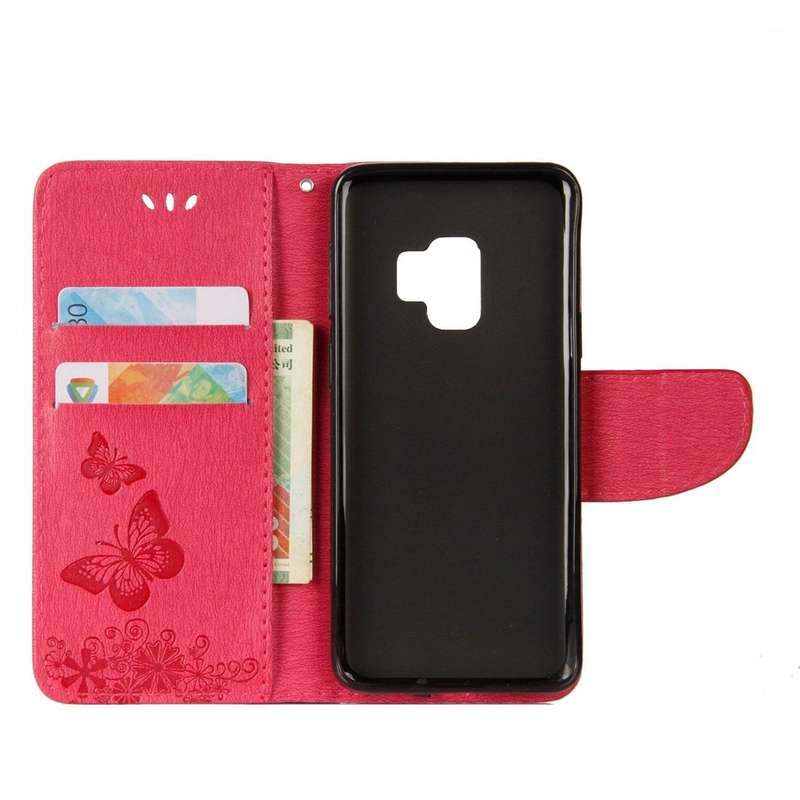 For Galaxy S9 Vintage Embossed Floral Butterfly Pattern Horizontal Flip Leather Case with Card Sl...