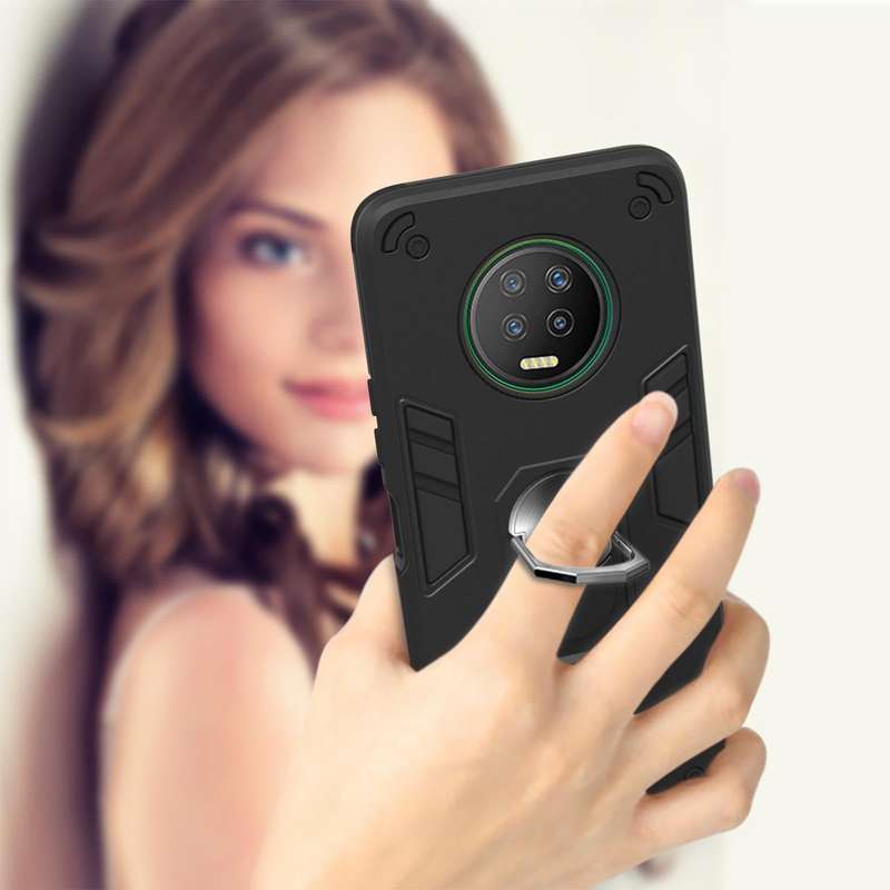 For Infinix X690 / Note 7 Armour Series PC + TPU Protective Case with Ring Holder(Black)