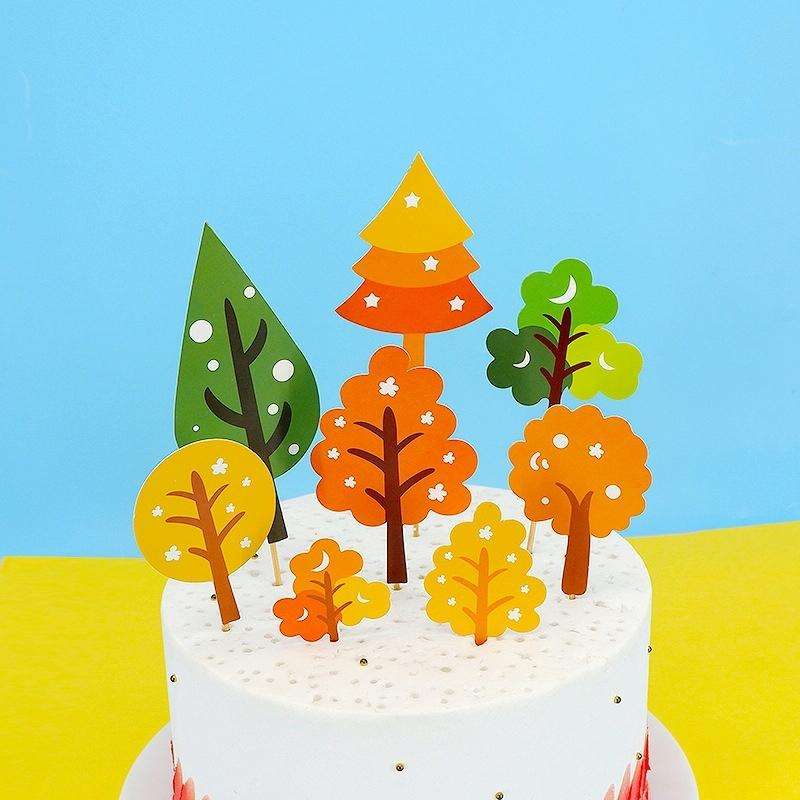 30 Bags Forest Tree Cake Insert Card Flag Insert Baking Decoration Birthday Cake Card Insert Cake...