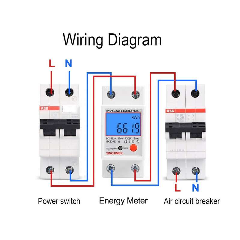 SINOTIMER DDS6619-012 Backlight Display Household Single-phase Rail Energy Meter 5-80A(230V 50Hz)