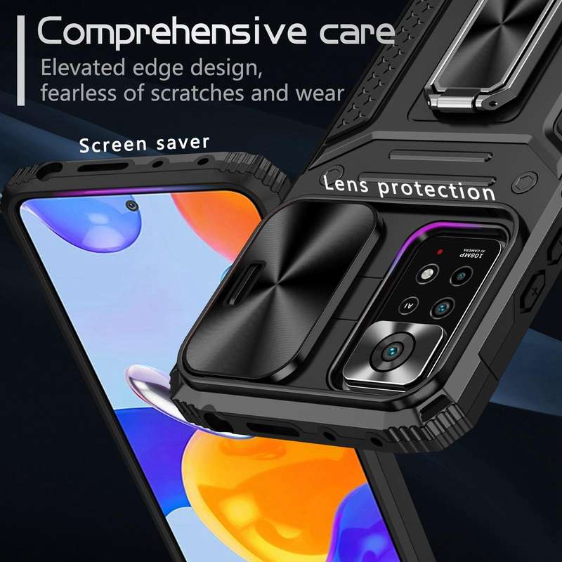 For Redmi Note 11 Pro 4G / 5G Global Camshield Robot TPU Hybrid PC Phone Case(Black)