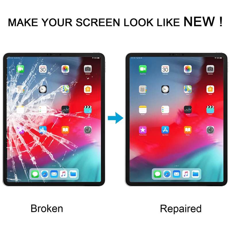 For iPad Pro 12.9 2018 2020 Front Screen Outer Glass Lens with OCA Optically Clear Adhesive(Black)