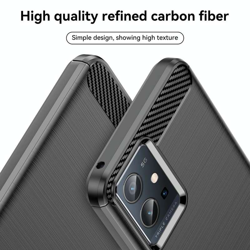 For vivo Y55 5G Brushed Texture Carbon Fiber TPU Phone Case(Black)