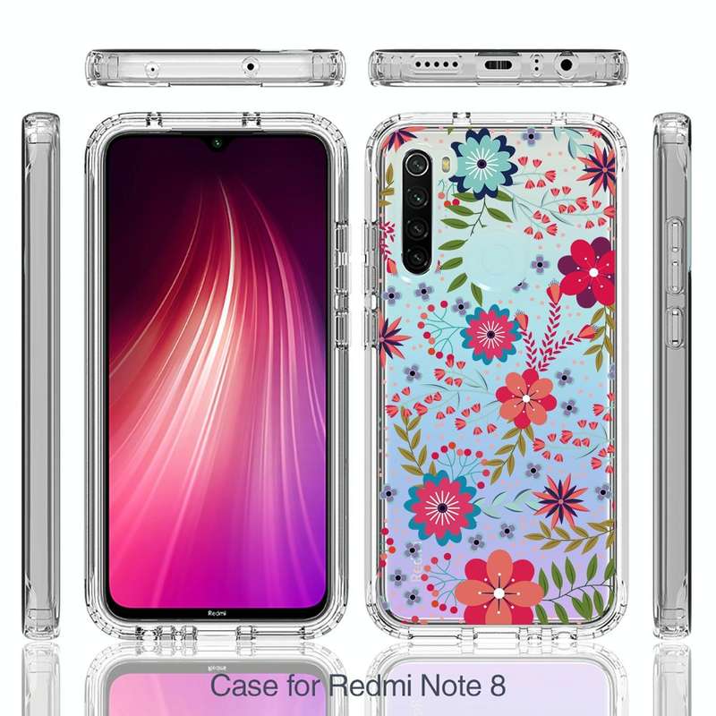 For Xiaomi Redmi Note 8 PC+TPU Transparent Painted Phone Case(Small Floral)