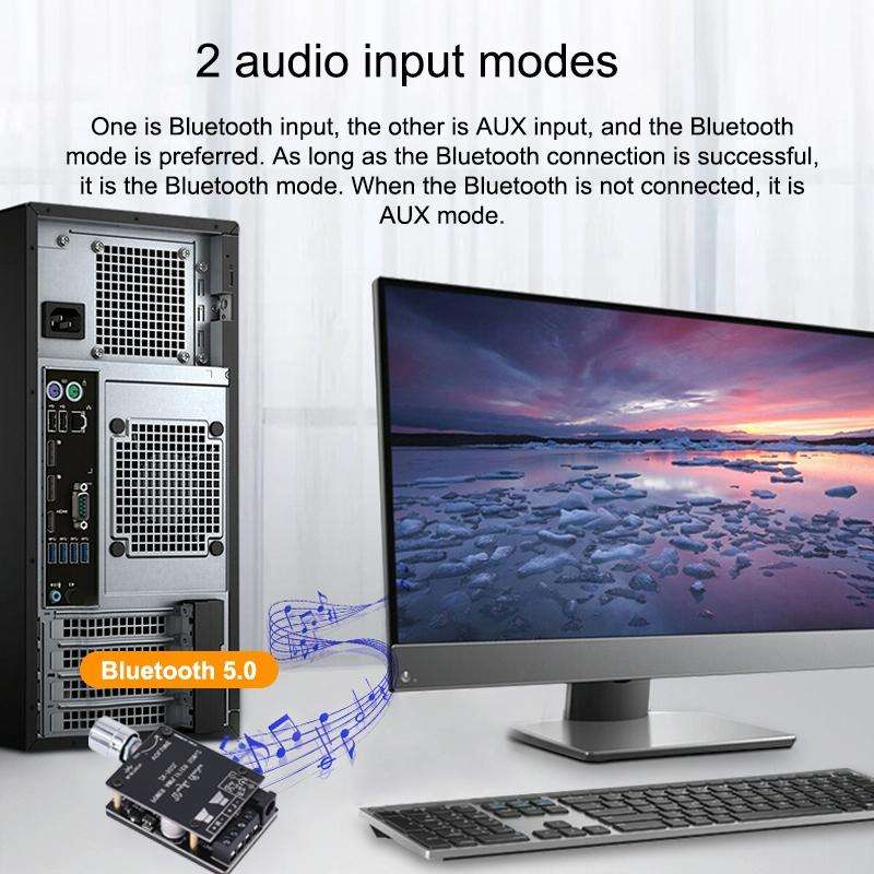 ZK-502L Bluetooth 5.0 12/24V Wireless Stereo Audio Digital Power Amplifier Board 50Wx2 Bluetooth ...