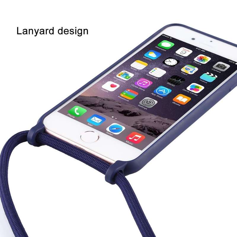 For iPhone 6s / 6 Candy Color TPU Protective Case with Lanyard(Black)