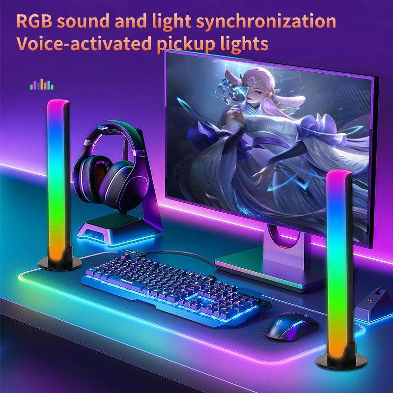 RGB Sound-controlled Rhythmic Response Lights Music Ambient LED Pick-up Lights Charging(Upgrade W...