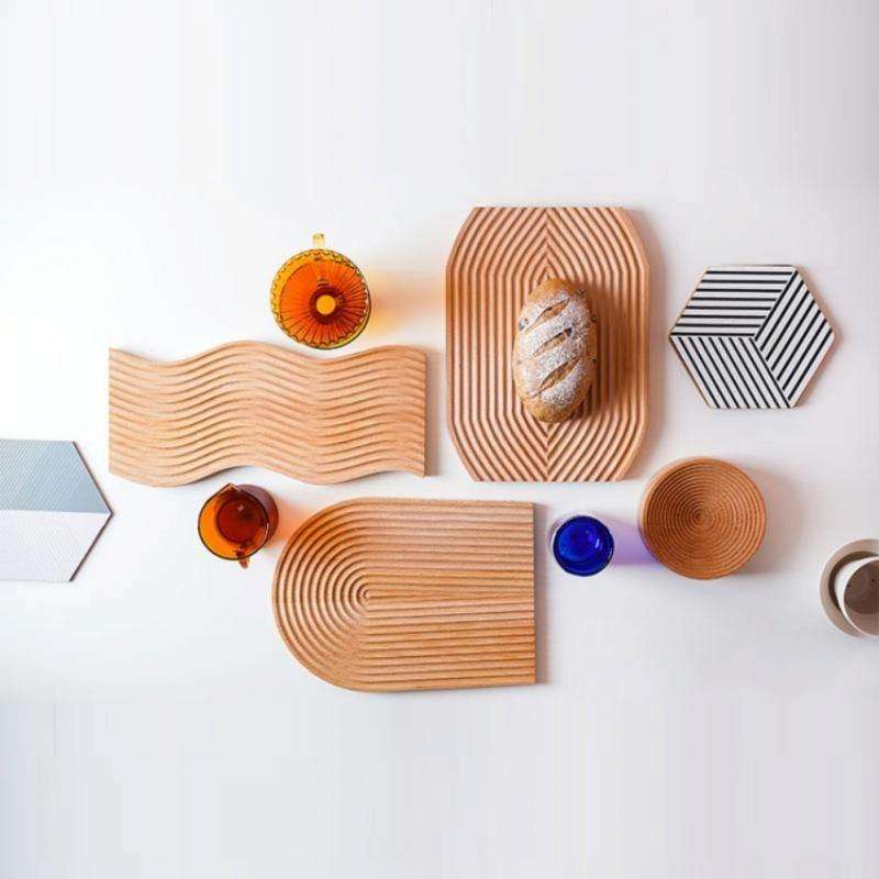 Medium Wavy Wooden Tray Photography Shooting Props