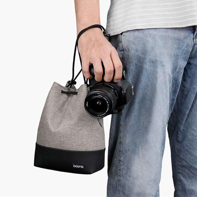 Baona Waterproof Micro SLR Camera Bag Protective Cover Drawstring Pouch Bag, Color: Medium Gray