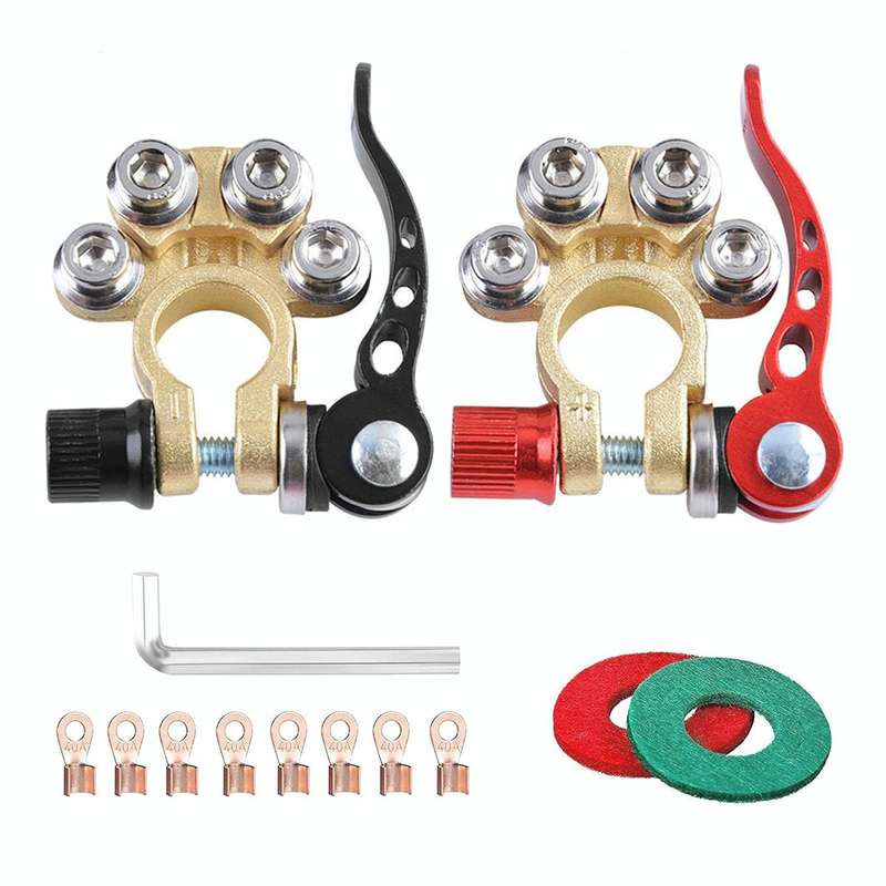 1 Pair Car Battery Terminals Quick Disconnect Cables Connectors, with L Wrench + 40A Terminal + I...