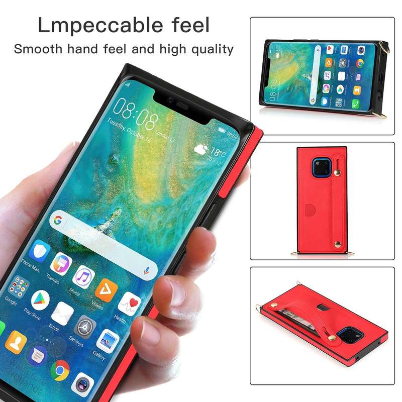 For Huawei Mate 20 Pro Wrist Strap PU+TPU Shockproof Protective Case with Crossbody Lanyard & Hol...