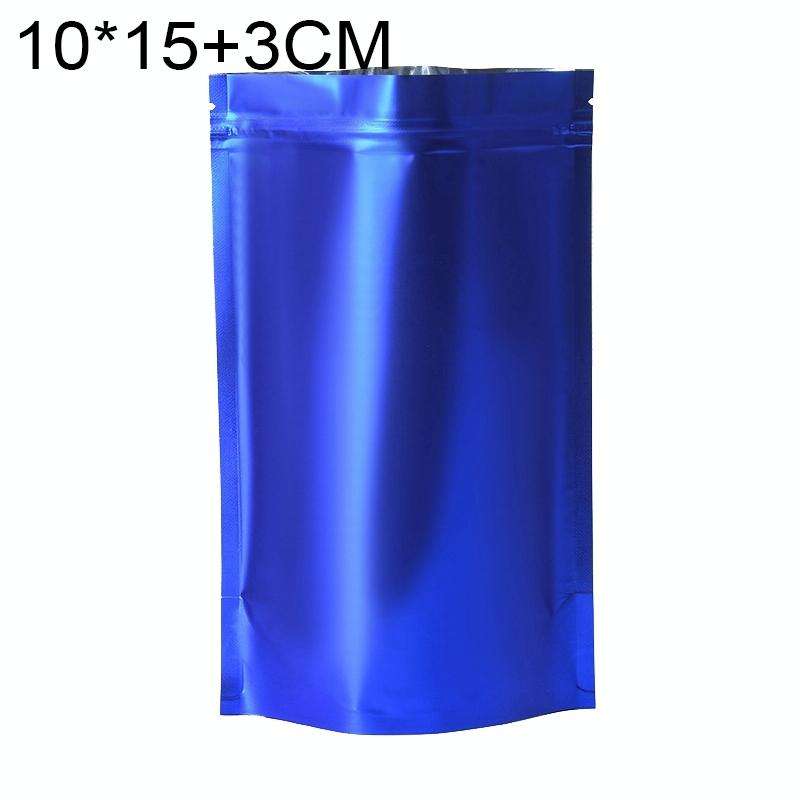 100 PCS/Set Matte Aluminum Foil Snack Stand-up Pouch, Size:10x15+3cm(Blue)