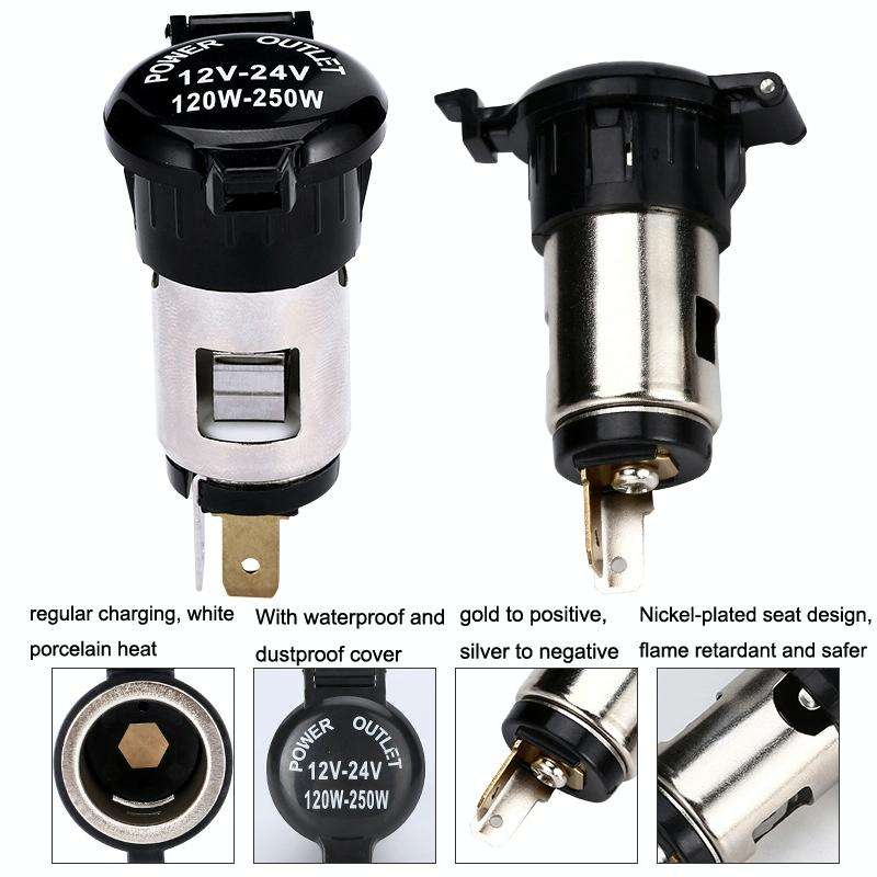 2 PCS Car Modified Cigarette Lighter Car Charging Power Socket No Cigarette Type (with 15cm Line)